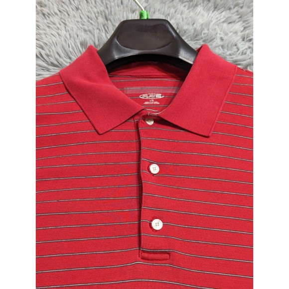 Greg Norman Play Dry Golf Polo Shirt Mens Size Large L‎ Red Gray Striped - Picture 5 of 9